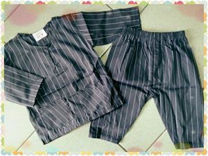 Baju Melayu Baby - Grey Stripe BM002