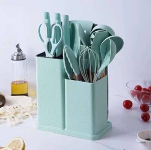 19pcs Silicone Cooking Utensil Set with Holder Knife Set Cooking Tools Kitchenware