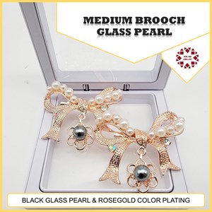 Medium Brooch Black Glass Pearl Sabah (2 pieces per set)