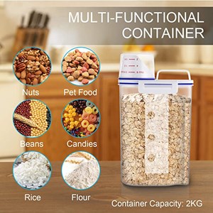 Kitchen Cereal Bean Grain Rice Snack Biscuit 2KG Seal Storage Food Container Dispenser With Cup