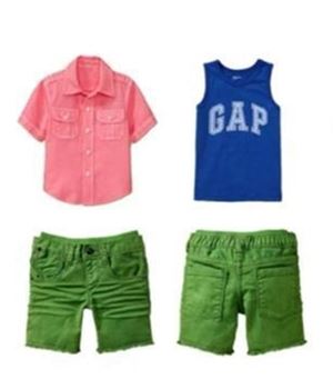 @  GREEN PANT BOY 3 IN 1 SET ( 2 TOP + PANT ). SIZE 4Y