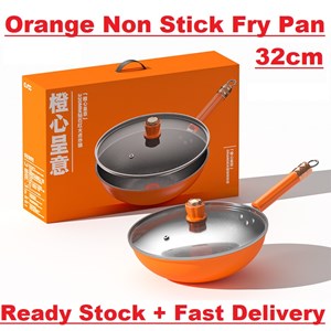 Orange Non Stick Fry Pan 32cm Red Dot Temperature High Quality Diamond Cookware Pot