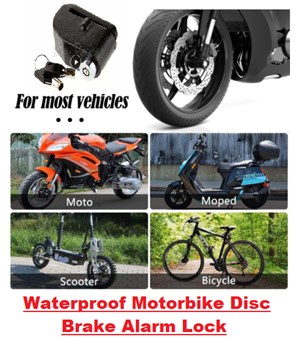 Disc Lock Alarm Security Anti-theft Waterproof Motorbike Wheel Disc Brake Siren Lock