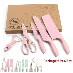 Wheat Straw Stainless Steel Knife 5 pcs