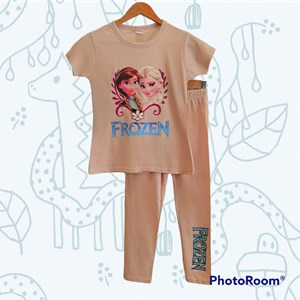 SIZE 11/12 BIG KIDS Pyjamas CUTE FROZEN LOVE PEACH - Short Sleeve (Big Size) 9y-14y (KWF)