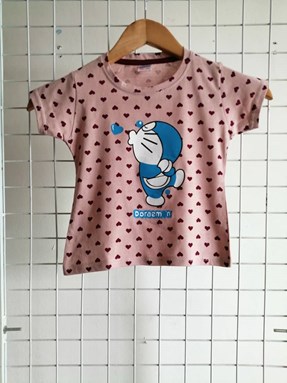 [ SIZE 3/4Y] T-Shirt Short Sleeve DORAEMON LOVE Brown 1 (KW)
