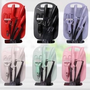 7pcs Knife Set With Chopping Board And Holder Stand  / Set Pisau Ceramic