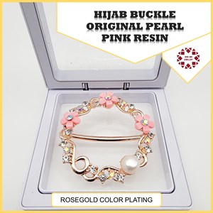 Hijab Buckle Original Pearl Sabah Pink Resin (Rosegold)