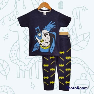 SIZE 1/2  KIDS Pyjamas PLAIN BATMAN RETURNS BLUE BLACK - Short Sleeve 1y - 8y (KWF)