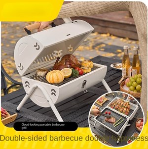Portable Charcoal BBQ Grill Mini BBQ Smoker Grill for Outdoor Cooking Camping Picnic Barbecue
