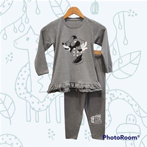 [SIZE 8 , 10] Pyjamas Kids CUTE MINNIE REACTION GREY LONG Sleeve with LONG Pant