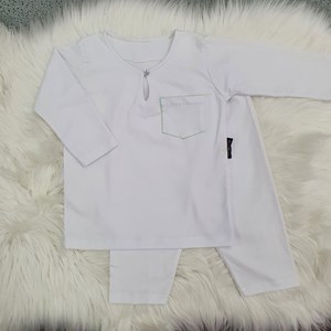 Plain Off White - Set Baju Melayu