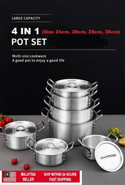 Stock Pot 4 in 1 Stainless Steel High Quality Soup Cooking Pot Set