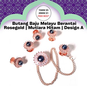 Butang Baju Melayu Berantai Rosegold/Silver | Mutiara Putih/Pink/Black | Design A