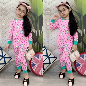 [SIZE 4 - 8] Pyjamas Kids MARIE CAT RIBBON PINK LONG Sleeve with LONG Pant