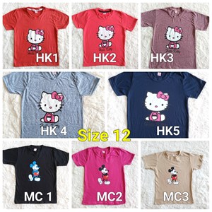 [HK3 , HK5 SIZE 12] T-Shirt Hello Kitty + Mickey (7-9 tahun)