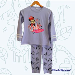 SIZE 9/10 BIG KIDS Pyjamas MINNIE CUTE IS A LIFESTYLE PERIWINKLE PURPLE- Long Sleeve (Big Size) 9y-14y (KWF)