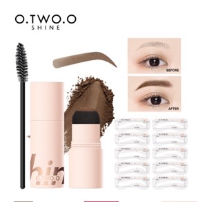 O.TWO Eyebrow Powder One Step Eyebrow Stamp with Brush & Shaping Stencil Card
