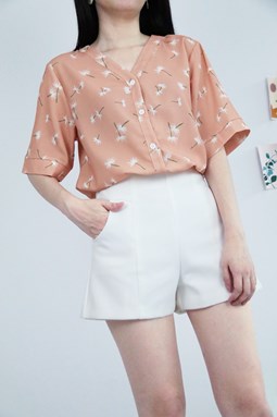 [BACK IN STOCK] DANDELION BUTTON DOWN TOP IN CORAL