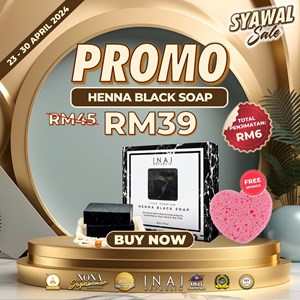 PROMO SYAWAL SALE - HENNA BLACK SOAP (FREE SPONGE)