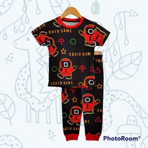 SIZE 2 , 4  KIDS Pyjamas CUTE SQUID GAME BLACK (GL)