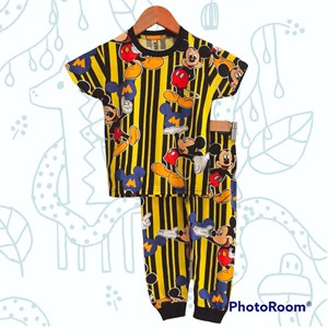 SIZE 12  BIG KIDS Pyjamas MICKEY STRIPE YELLOW BLACK (GL)