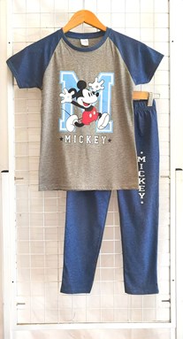 SIZE 9/10 BIG KIDS Pyjamas PLAIN BIG M MICKEY Teal Grey - Short Sleeve (Big Size) 9y-14y (KWF)