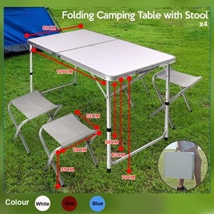 (Free Gift: 4 x Chair) Meja Lipat Kerusi Mudah Bawa Berkhemah Aluminium Foldable Picnic Table Easy Carry Camping Table