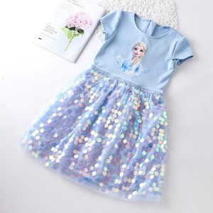 RS028-1   BLU BLING BLING SEQUINES DRESS  ( SIZE 100-160 )