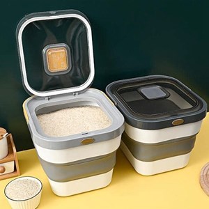 10kg Rice Dispenser Food Storage Container, Foldable Airtight Cat Pet Treat  Dispenser with Lid Locking  bekas beras