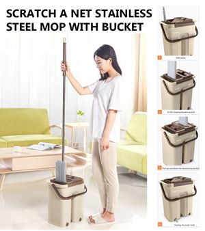 SCRATCH A NET AUTOMATIC HOME STAINLESS STEEL MOP WITH BUCKET