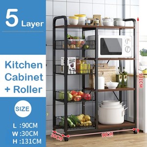 [IVEA] Loft  Wooden / Steel Kitchen Cabinet Rack / Roller / Brown / Rak Dapur