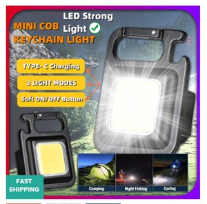 COB Keychain Work Light USB Rechargeable LED Flashlight
