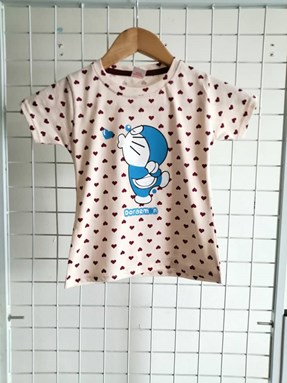 [ SIZE 3/4Y ] T-Shirt Short Sleeve DORAEMON LOVE Beige 1 KW