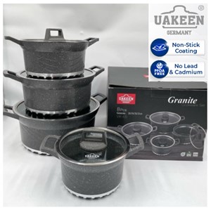 Uakeen VK65 8pcs Granite Cookware Set Coating Non Stick Casserole
