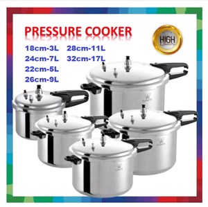 Pressure Cooker Periuk Tekanan Viral 18cm-3L, 22cm-5L, 24cm-7L, 26cm-9L, 28cm-11L, 32cm-17L