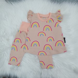 Rainbow on Nude Peach - Dress Flutter Sleeveless Set
