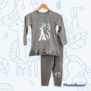 [SIZE 9 , 10] Pyjamas Kids CUTE MY LITTLE PONY GREY LONG Sleeve with LONG Pant