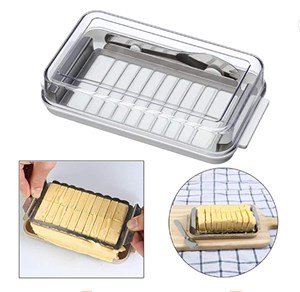 Stainless Steel Butter Cutter & Case with Lid + Knife Easy Cutting & Storage