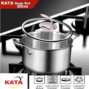 Kata Soup Pot 30cm 316 Stainless Steel Double Ear Thick Household Soup Pot