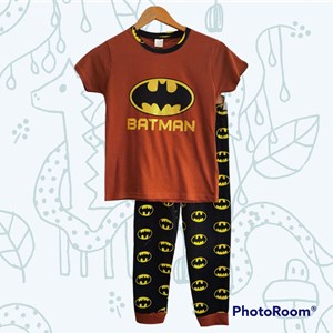 SIZE 9/10 BIG KIDS Pyjamas PLAIN BATMAN GOLD III  BROWN - Short Sleeve (Big Size) 9y-14y (KWF)