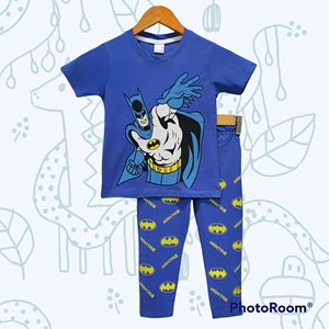 SIZE 1/2 KIDS Pyjamas PLAIN BATMAN RETURNS BLUE - Short Sleeve 1y - 8y (KWF)