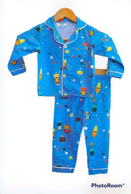 [SIZE 3] Pyjamas Kids Button CUTE ROBOT STAR BLUE