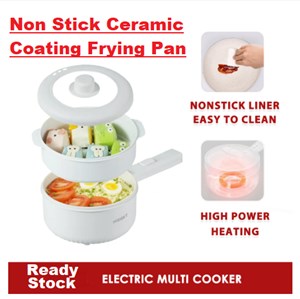 Non Stick Ceramic Coating Cooker 20cm Electric Frying Pan With Steamer
