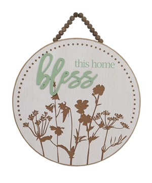 Wall Plaque - Bless this home ( Floral )