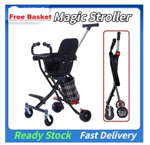 Magic Stroller 4 Wheels Baby Stroller with Soft Seat (Free Basket)