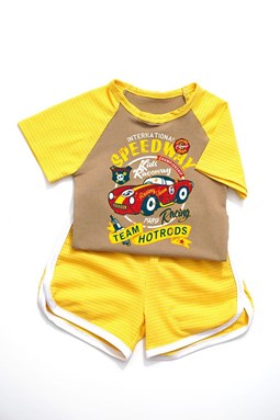 J & Y CASUAL SPORT SETS - YELLOW  EXTREME ON ROAD  ( SIZE 2-7Y )