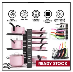 Pot Rack Organizer 8 Layer Rack for Kitchen Counter Cabinet