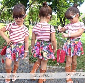 @  GIRL 2 PCS SET 2 ( STRIPE RED WHITE TOP ). SIZE 80-120