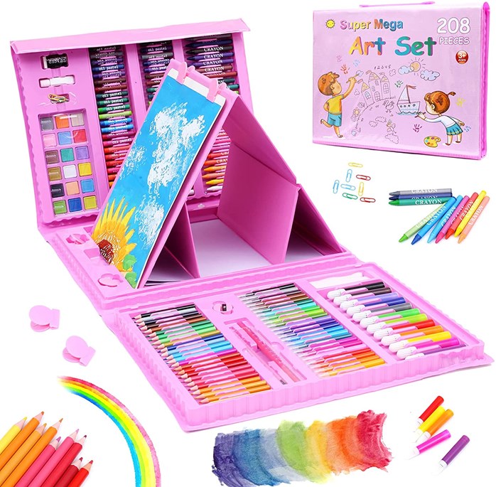 208PCS Kids Art Set Box Case Paint Draw Drawing Board Colour Pencils P –  Easyroo